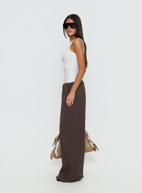 Presenting Lunea Concealed Waistband Pants Brown Petite womens-regular-pants in high-rise Princess Polly