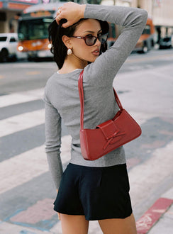 side view of model wearing Princess Polly York Cardigan Grey Marle Cropped Jumpers Jumpers 