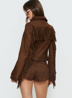 Dakohda Fringe Jacket Chocolate Brown