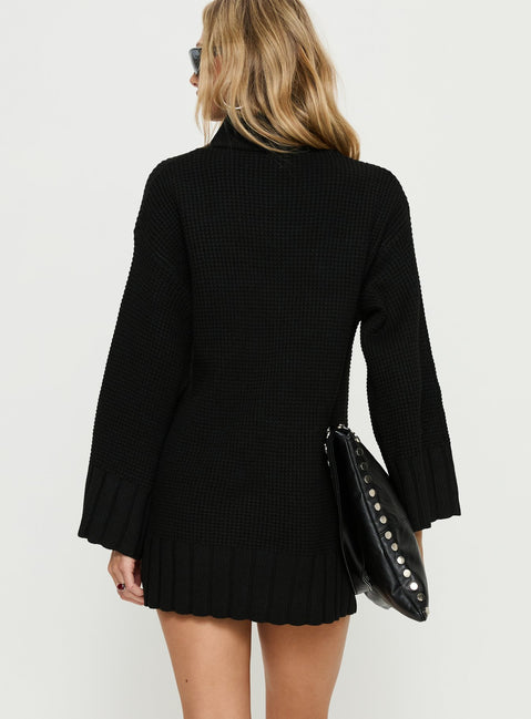 Tarin Long Sleeve Knit Mini Dress Black