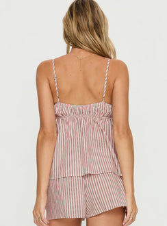Chill Club Sleep Peplum Top Red / White Stripe
