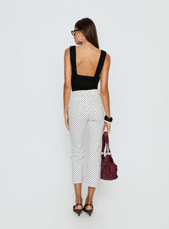 back view of model wearing Princess Polly Cindee High Rise Cropped Jeans White Polka Dot High Rise Jeans Jeans 