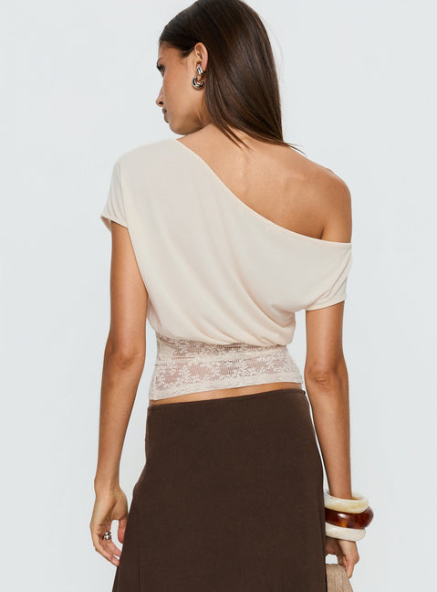 Marienna One Shoulder Lace Top Cream