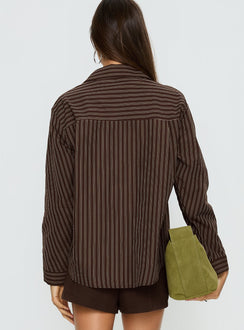 Ivara Long Sleeve Shirt Brown Stripe