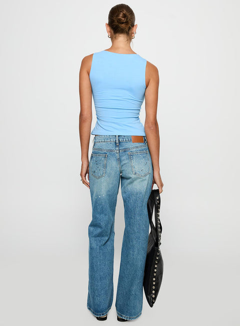 Picasso Mid Rise Straight Leg Jeans Mid Blue Mid Rise Jeans Jeans 