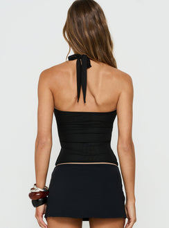 Cielo Mesh Halter Top Black