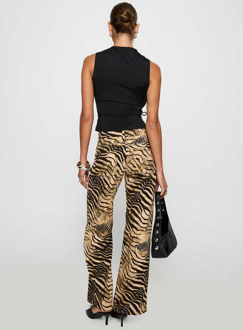 back view of model wearing Princess Polly Low Rise Roomy Pants Multi Low Rise Pants Pants 