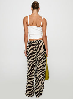 back view of model wearing Princess Polly Fyre Wide Leg Pant Zebra Low Rise Pants Pants 