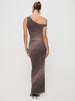back view of model wearing Princess Polly Whiley Maxi Skirt Multi Stripe Maxi Skirts Skirts 