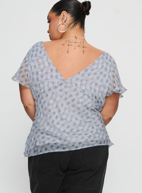My Last Love Top Blue Check Curve