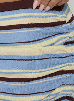 Displaying the Osamie Knit Drawstring Maxi Skirt Multi Stripe in womens-skirts with ruched details and fitted silhouette Princess Polly