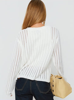 Displaying the Avalisa Knit Cardigan White womens-jumpers in short length back view of model wearing Princess Polly