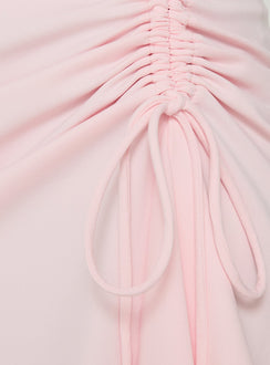 Highlighting the Vesperra Ruched Midi Skirt Pink womens-skirts in mini length product Princess Polly