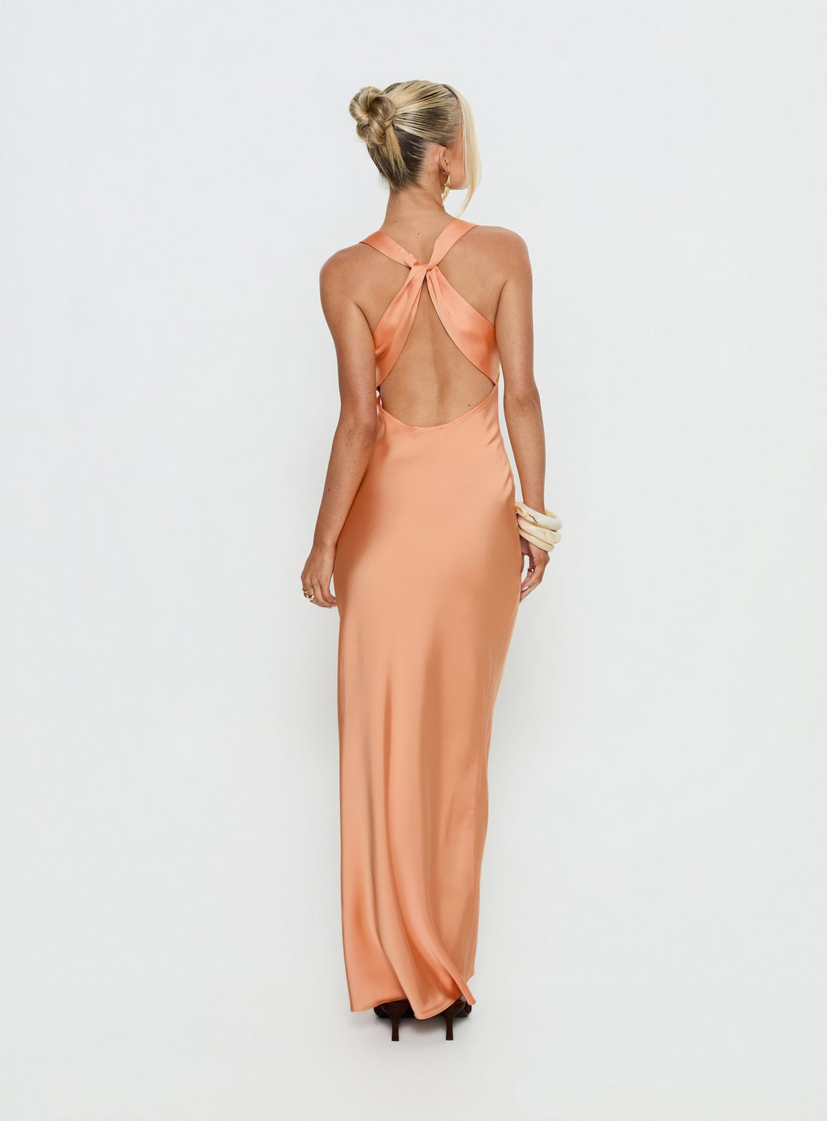 Isitt Cowl Crossover Back Maxi Dress Orange