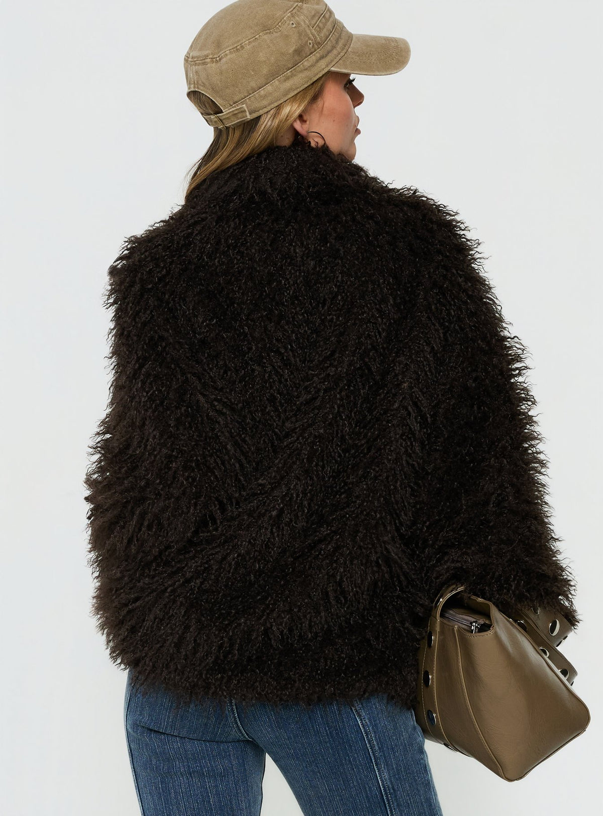 Nikolie Faux Fur Frog Closure Jacket Chocolate