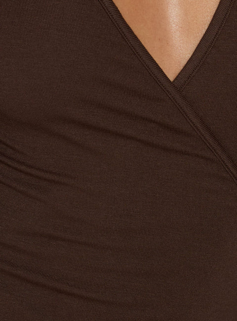 Lerissa Wrap Top Brown