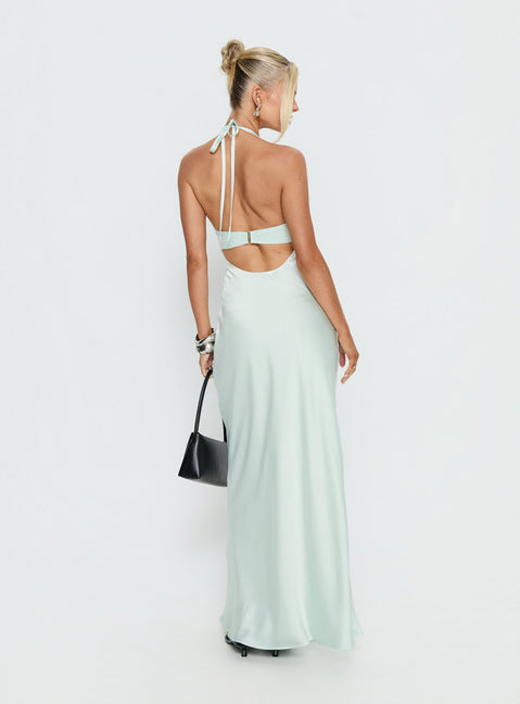 Odyssa Halter Maxi Dress Mint Green