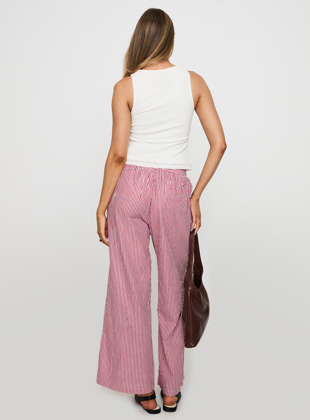 Holiday Tie Front Pants Red/White Stripe Low Rise Pants Pants 