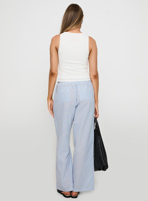 Holiday Tie Front Pant Blue/ White Stripe High Rise Pants Pants 