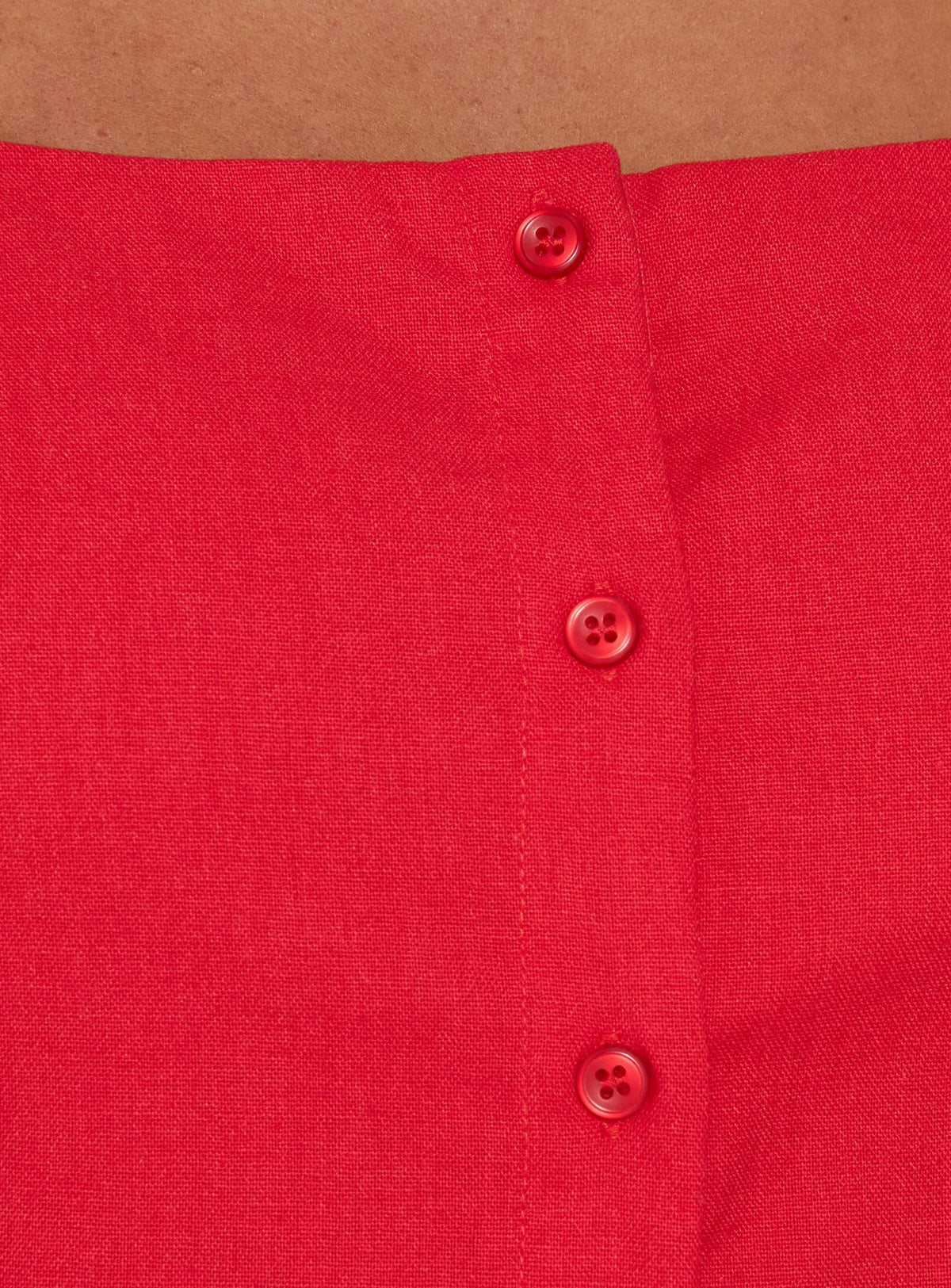 Tassia Square Neck Button Front Mini Dress Red