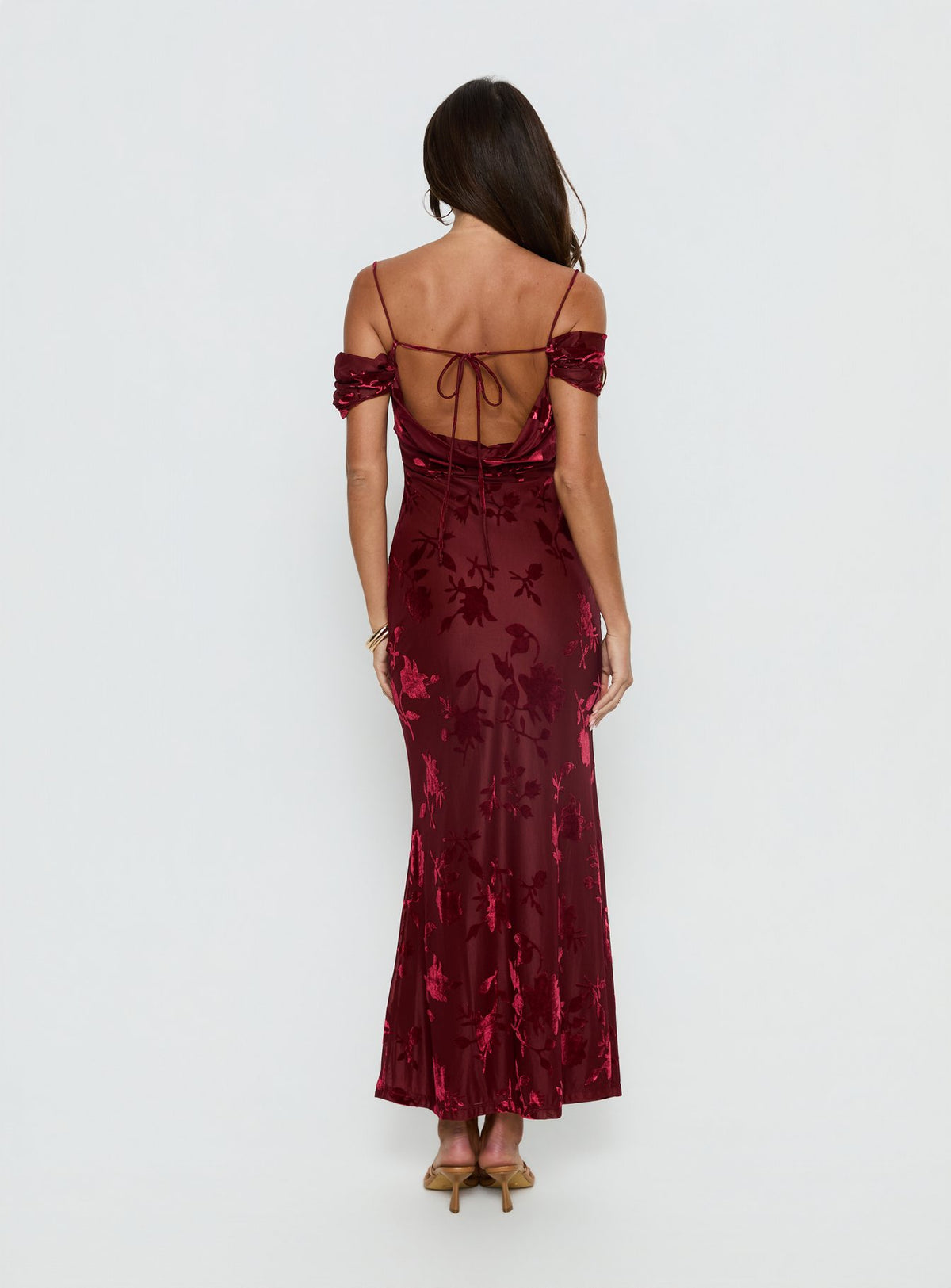 Green Gables Burnout Maxi Dress Burgundy