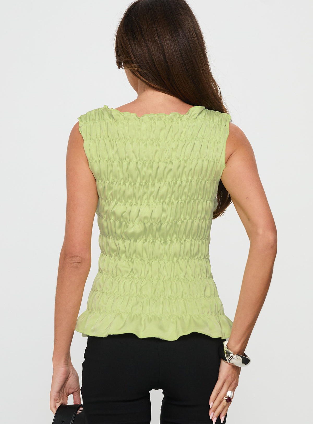 Elenir Shirred Top Green