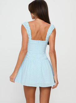 Esrie Broderie Mini Dress Blue