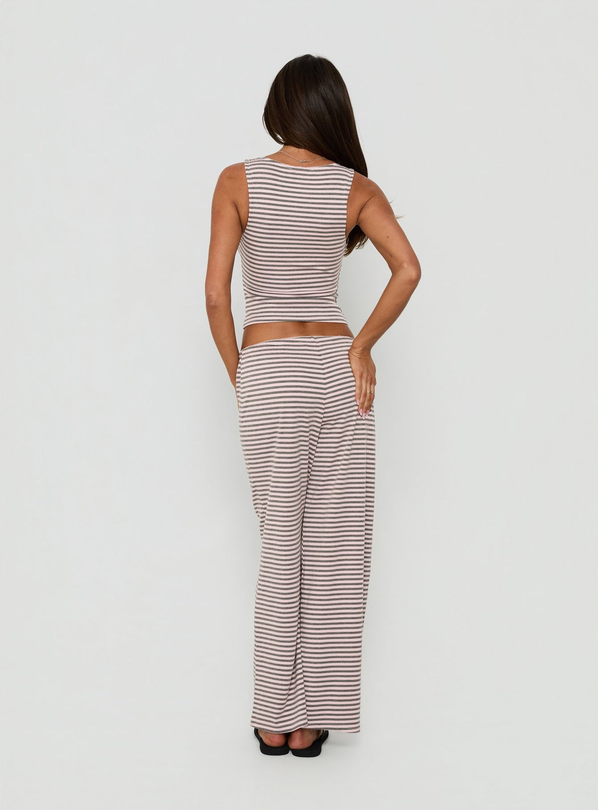 Allice Tie Waist Sleep Pants Pink / Grey Stripe