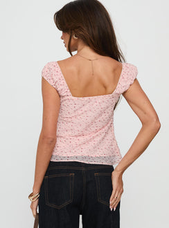 Crush It Cap Sleeve Babydoll Top Pink Floral