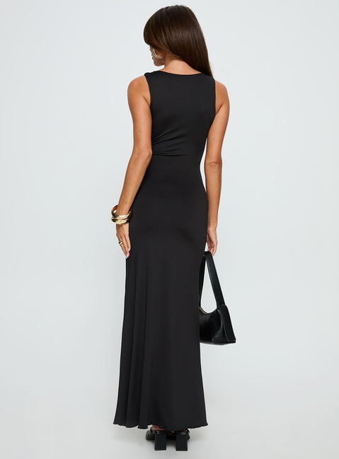 Adalie Hardware Plunge Maxi Dress Black