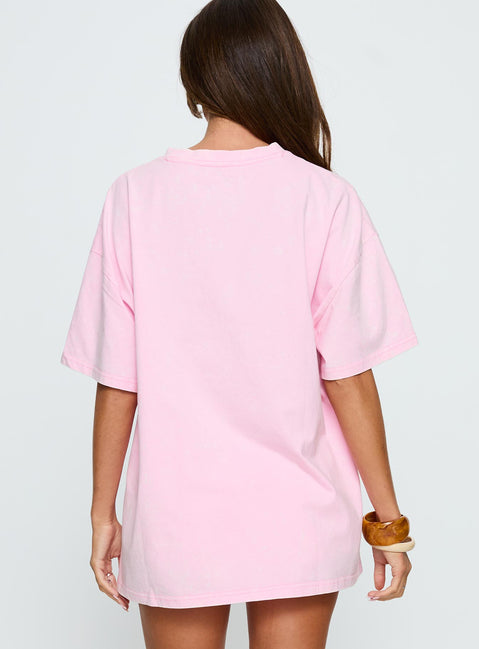 Feline Companions Oversized Graphic Tee Pink