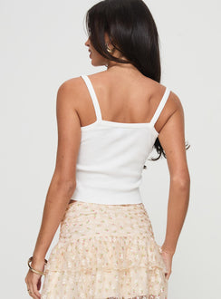 back view of model wearing Princess Polly All My Love Tank White Sleeveless Square Neck 
