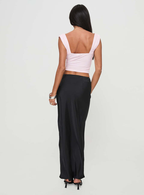 back view of model wearing Princess Polly Joder Maxi Skirt Black Maxi Skirts Skirts 