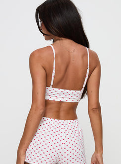 Slumber Pointelle Sleep Bralette White / Red