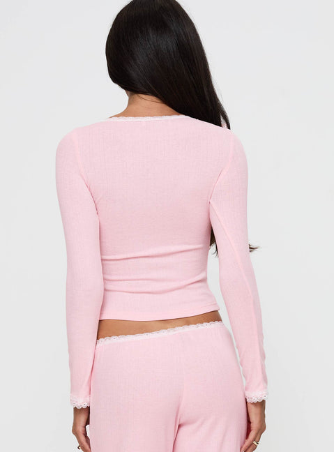 Whimsie Long Sleeve Sleep Top Pink