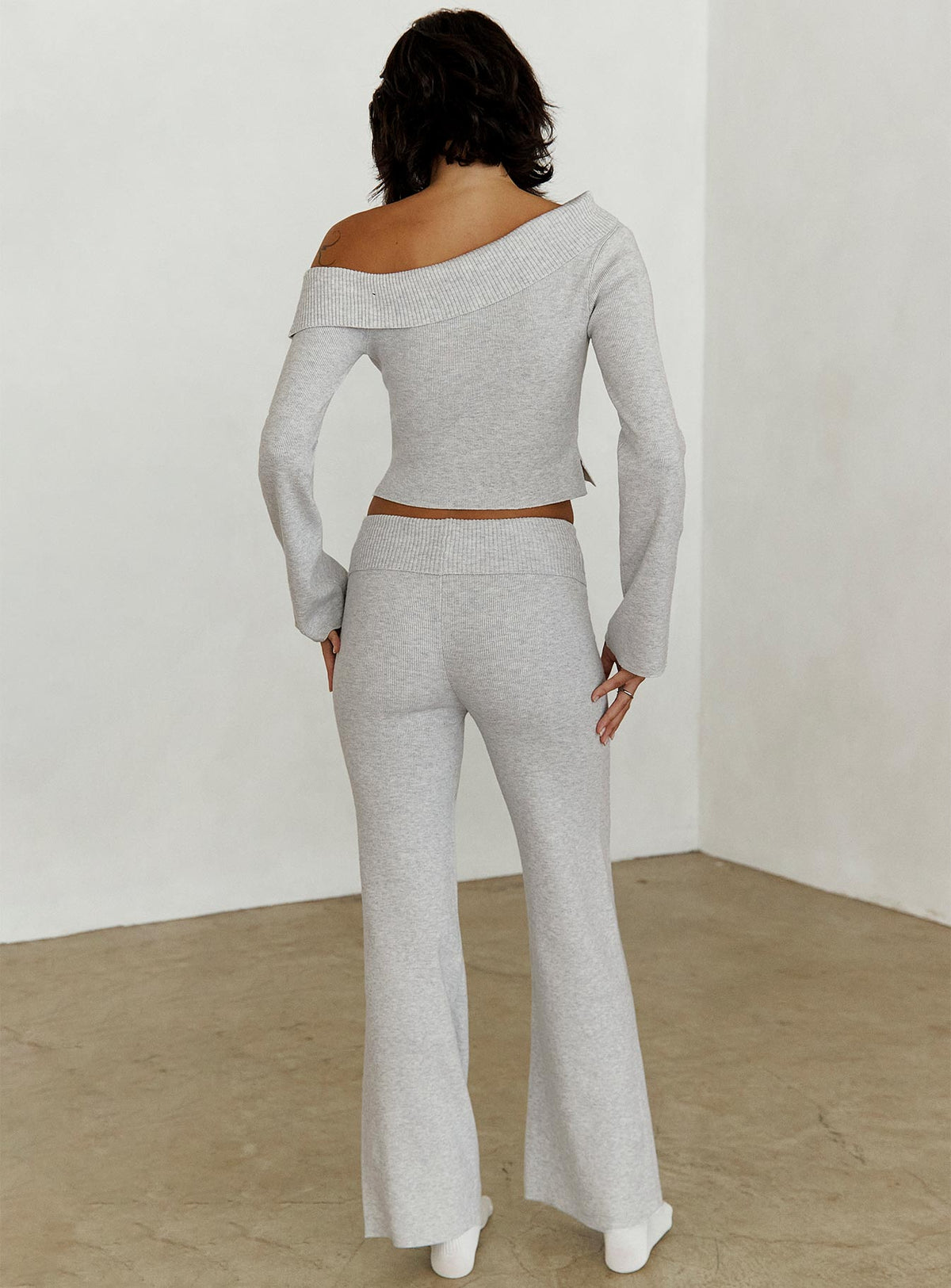 Try Me Knit Pants Grey Low Rise Pants Pants 