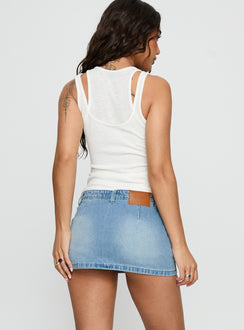 Jordi Low Rise Denim Skort Light Blue Wash