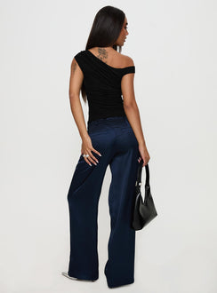 back view of model wearing Princess Polly Alaina Pants Navy High Rise Pants Pants 