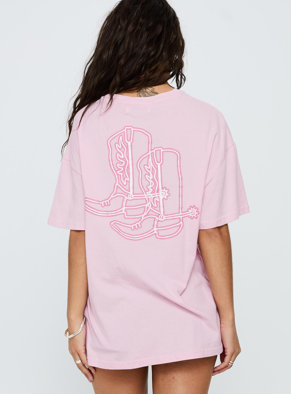 Howdy Partner Oversized Graphic Tee Pink