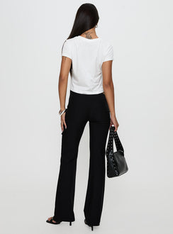 back view of model wearing Princess Polly Eyes On You Flare Pants Black High Rise Pants Pants 