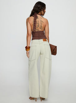 back view of model wearing Princess Polly Amargo Mid Rise Baggy Jeans Sage Wash Mid Rise Jeans Jeans 