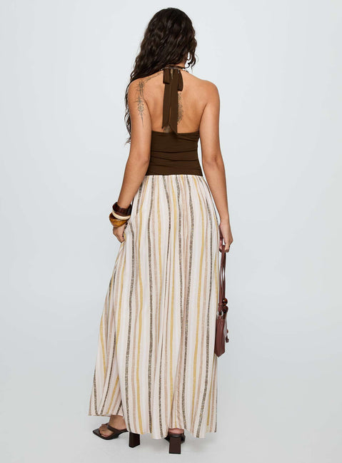 back view of model wearing Princess Polly Aisla Maxi Skirt Multi Maxi Skirts Skirts 
