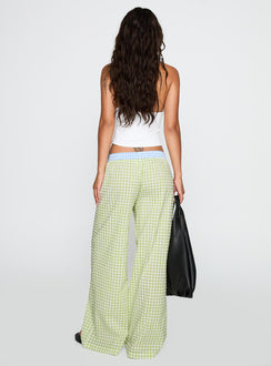 back view of model wearing Princess Polly Neevie Wide Leg Pants Green High Rise Pants Pants 