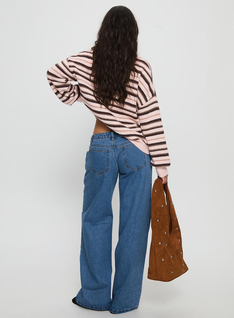 Highlands Low Rise Wide Leg Jeans Mid Blue Wash Low Rise Jeans Jeans 