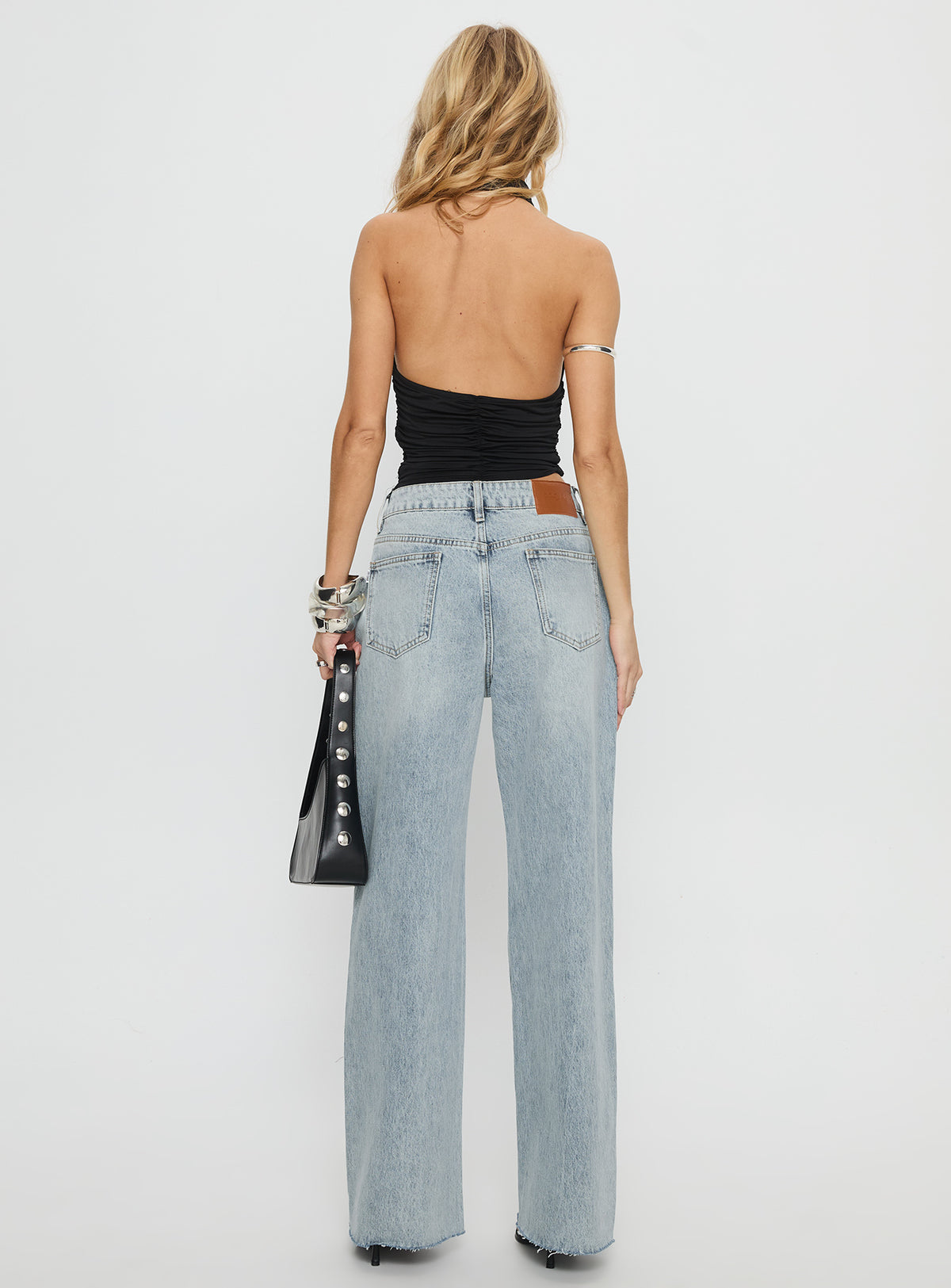 Henesey High Rise Straight Leg Jeans Light Wash Mid Rise Jeans Jeans 
