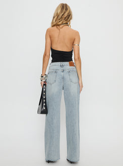 Henesey High Rise Straight Leg Jeans Light Wash Mid Rise Jeans Jeans 