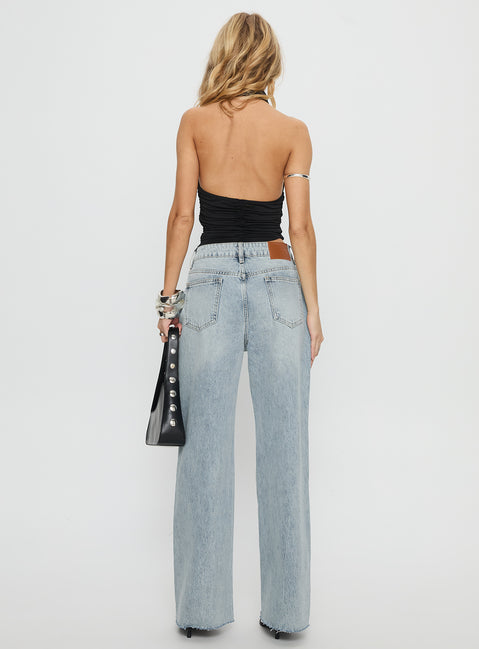 Henesey High Rise Straight Leg Jeans Light Wash Mid Rise Jeans Jeans 