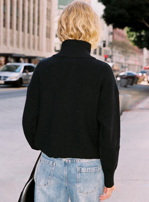 Too Busy Zip Up Sweater Black Cropped Jumpers Jumpers 
