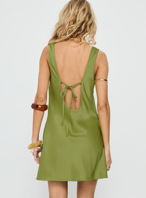 Kalyssia Tie Back Shift Mini Dress Green