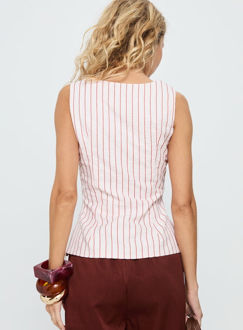 Callaia Plunge Cami Top Pink Stripe